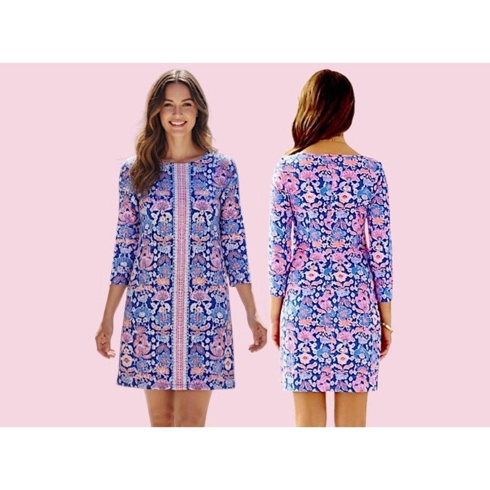 Lilly Pulitzer Marlowe Iris Blue‎ Werk It Engineered Pima Cotton Shirt Dress XL